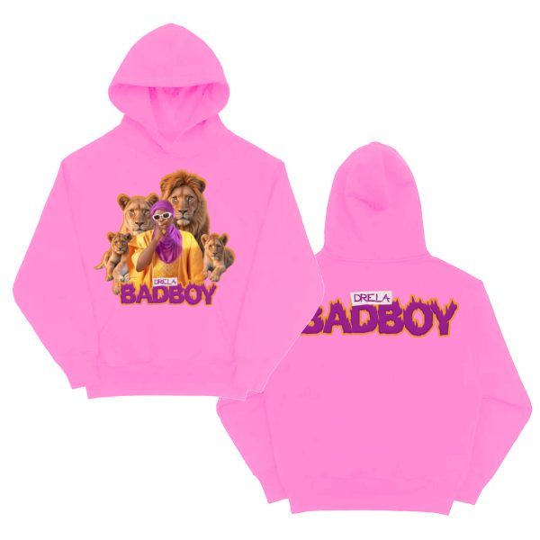 DRELA BADBOY PINK LIONS HOODIE